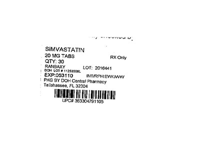 Label Image For 20mg (Simvastatin 20mg (ranbaxy))